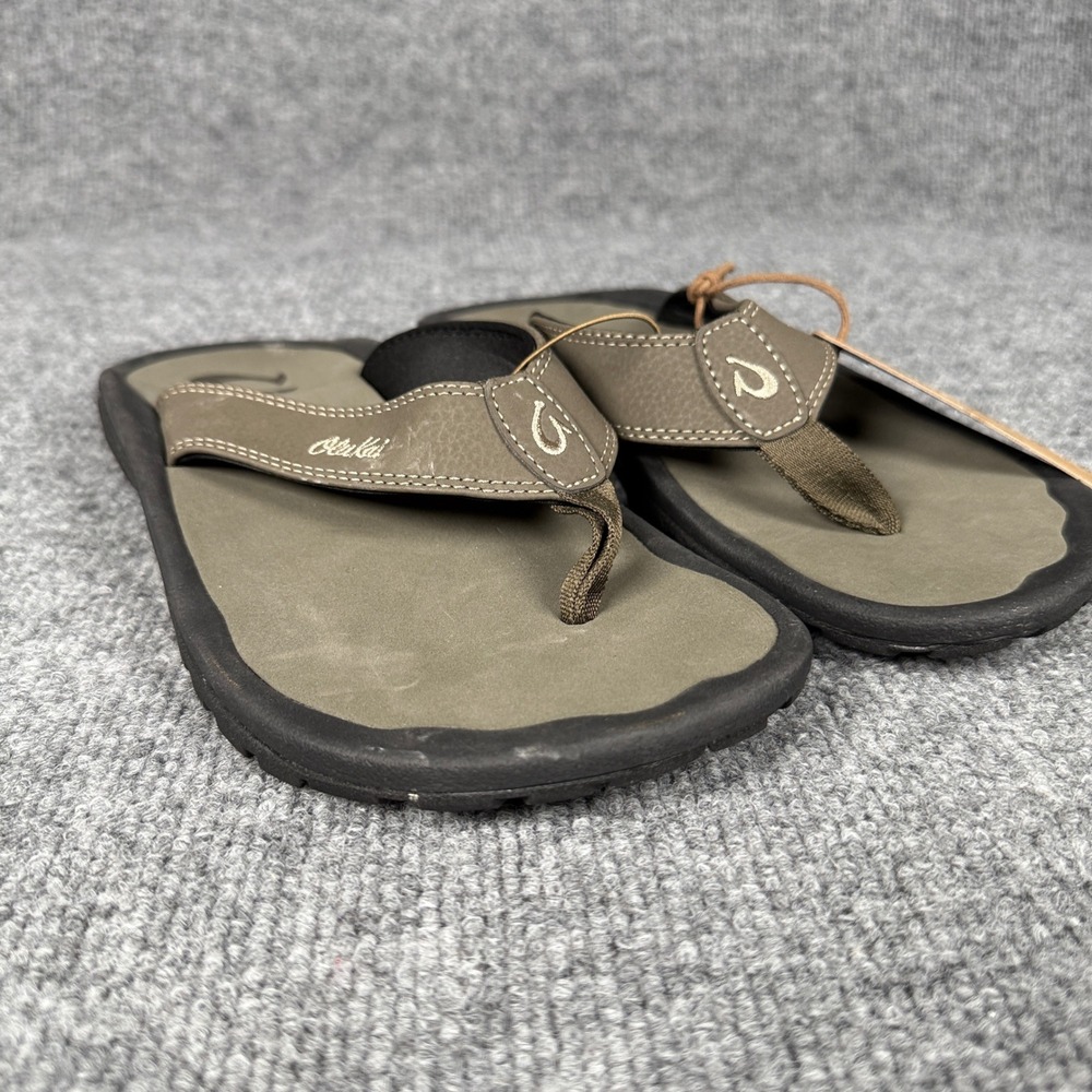 New Olukai Mens Size 8 Sandals Ohana Olive Green Beach Flip Flop Slippers - Picture 2 of 7